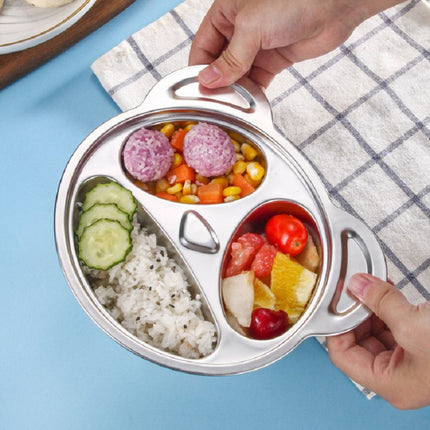 Children Household Stainless Steel Grid Cartoon Dinner Plate