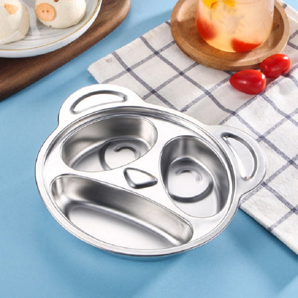 Children Household Stainless Steel Grid Cartoon Dinner Plate