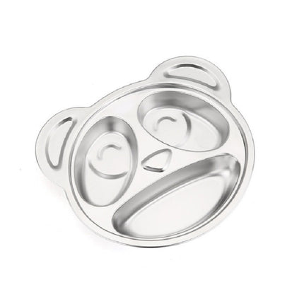 Children Household Stainless Steel Grid Cartoon Dinner Plate