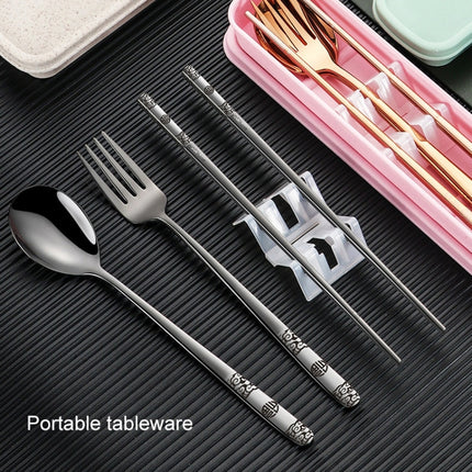 Stainless Steel Tableware Student Office Worker Portable Tableware Set