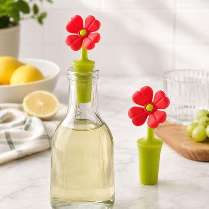 3 PCS Creative Wine Drink Preservation Stopper Flower Silicone Wine Stopper, 3 PCS Rose Stopper, 3 PCS Red Sun Flower Beer Stopper, 3 PCS Leaf Beer Stopper - DealBuddy