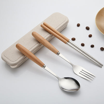 3 in 1 Spoon Chopsticks Fork Cutlery Set Three-piece Creative Work Students Portable Tableware