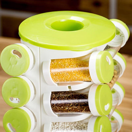 16pcs / Set Seasoning Cans Pepper Salt Cruet Plastic Bottle Kitchen Spice Jar Pepper Shaker Box Spice Rack Set