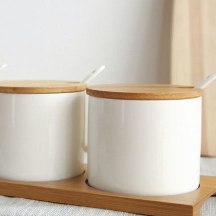 3pcs / Set Simple Life Creative Ceramics Kitchen Food Containers Organizer Jars For Spices Sugar-bowl Condiment Box Kitchen Storage Bottl