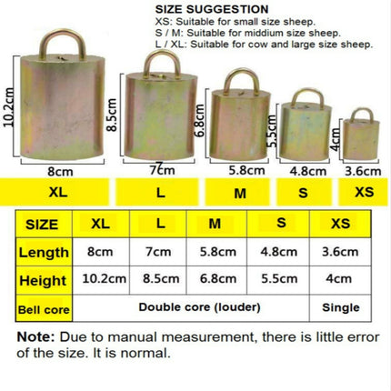 Special Loud Thick Cow Horse Sheep Farm Animals Anti-Lost Loud Bell, XS, S, M, L, XL - DealBuddy