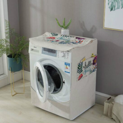 Cartoon Cotton and Linen Drum Roller Washing Machine Dust Cover