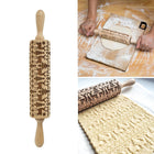 Christmas Embossing Rolling Pin Baking Cookies Fondant Cake Dough Engraved Roller