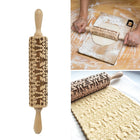 Christmas Embossing Rolling Pin Baking Cookies Fondant Cake Dough Engraved Roller