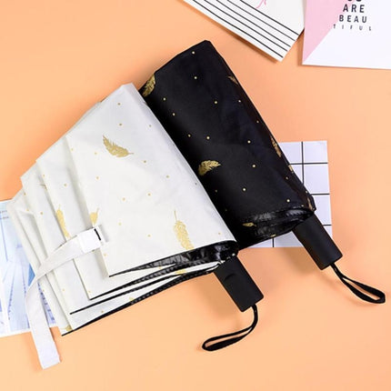 Feather Pattern Umbrella Dual-Use Three Folding Manual Control Portable Sunscreen Rain Umbrellas Windproof Parasol