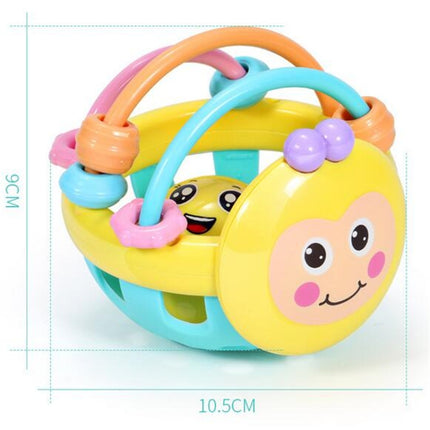 Soft Rubber Cartoon Bee Hand Knocking Rattle Dumbbell Early Educational Toy for Kid Hand Bell Baby Toy