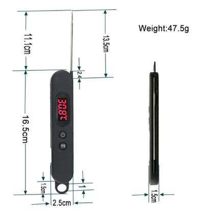 Folding Digital Meat Thermometer Probe Wireless Instant Read Kitchen Cooking Food Long Stainless Steel Probe BBQ Thermometer - DealBuddy