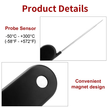 Folding Digital Meat Thermometer Probe Wireless Instant Read Kitchen Cooking Food Long Stainless Steel Probe BBQ Thermometer - DealBuddy