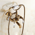 Blue and White Telephone Shower