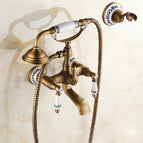 Telephone Shower + Blue and White Fixed Seat
