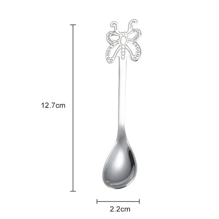 Multicolor Stainless Steel Butterfly Coffee Spoon Fruit Cold Drink Ice Cream Dessert Tea Spoon - DealBuddy