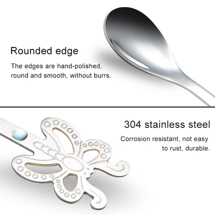 Multicolor Stainless Steel Butterfly Coffee Spoon Fruit Cold Drink Ice Cream Dessert Tea Spoon