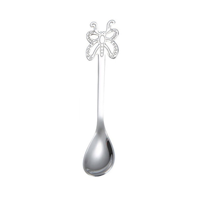 Multicolor Stainless Steel Butterfly Coffee Spoon Fruit Cold Drink Ice Cream Dessert Tea Spoon - DealBuddy