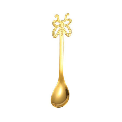 Multicolor Stainless Steel Butterfly Coffee Spoon Fruit Cold Drink Ice Cream Dessert Tea Spoon