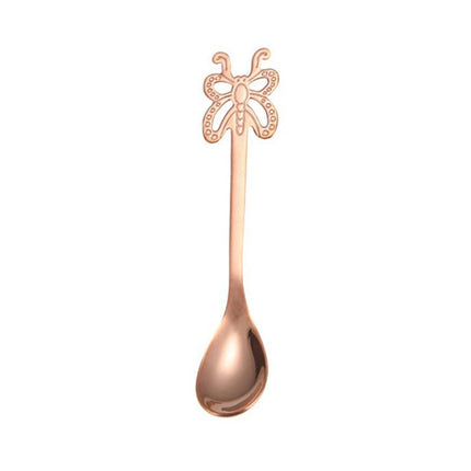 Multicolor Stainless Steel Butterfly Coffee Spoon Fruit Cold Drink Ice Cream Dessert Tea Spoon