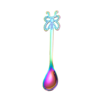 Multicolor Stainless Steel Butterfly Coffee Spoon Fruit Cold Drink Ice Cream Dessert Tea Spoon - DealBuddy