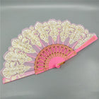 Spain Style Plastic Folding Fan Peacock Lace Fan Ladies Dance Gilding Fan