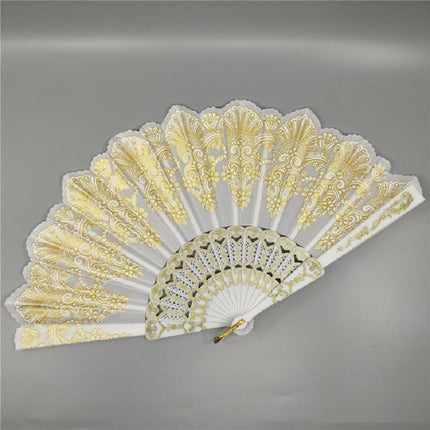 Spain Style Plastic Folding Fan Peacock Lace Fan Ladies Dance Gilding Fan