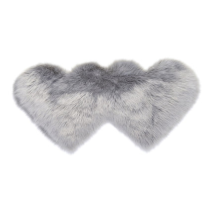 Creative Double Heart Imitation Wool Carpet Sofa Cushion Mat Plush Bedroom Living Room Floor Rugs, 35x70 cm, 60x120cm