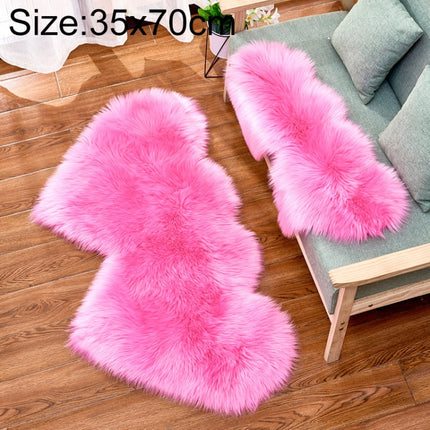 Creative Double Heart Imitation Wool Carpet Sofa Cushion Mat Plush Bedroom Living Room Floor Rugs, 35x70 cm, 60x120cm