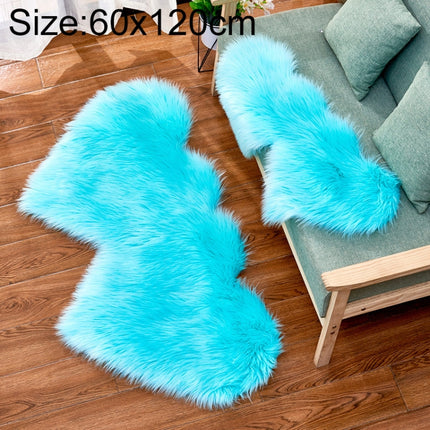 Creative Double Heart Imitation Wool Carpet Sofa Cushion Mat Plush Bedroom Living Room Floor Rugs, 35x70 cm, 60x120cm