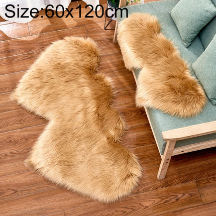 Creative Double Heart Imitation Wool Carpet Sofa Cushion Mat Plush Bedroom Living Room Floor Rugs, 35x70 cm, 60x120cm