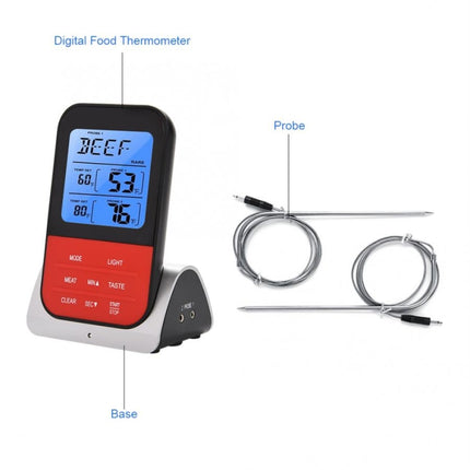 LCD Digital Food Thermometer with Dual Probe Sensors Timer - DealBuddy