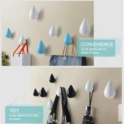 Creative Water Droplets Wall Hooks Home Decoration Resin Mural 3D Coat Hook Single Hooks Wall Hanger, Big Size, Small Size - DealBuddy