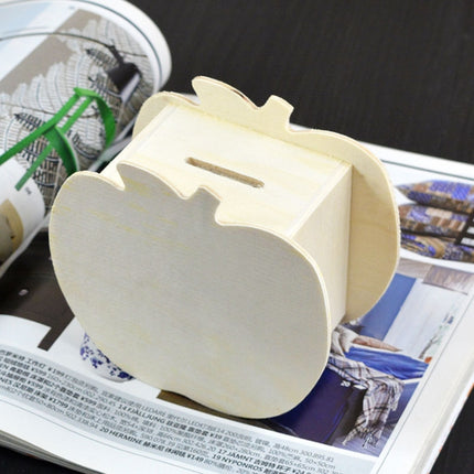 Lovely Creative Child DIY Wooden Apple Hand Painted Piggy Bank