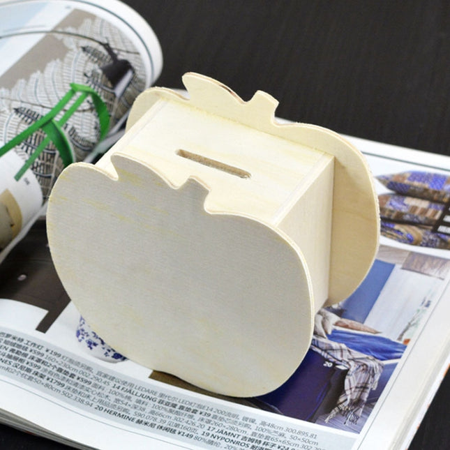 Lovely Creative Child DIY Wooden Apple Hand Painted Piggy Bank