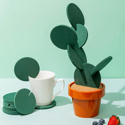 Novelty DIY Cactus Coaster Anti-skid Insulation Tea Pad Home Storage Desktop Multi-function Decoration
