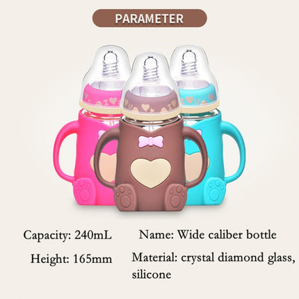 Baby Silicone Glass Bottles Drop-proof and Flatulence-proof Glass Baby Bottle