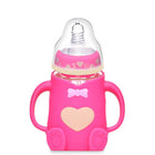 Baby Silicone Glass Bottles Drop-proof and Flatulence-proof Glass Baby Bottle