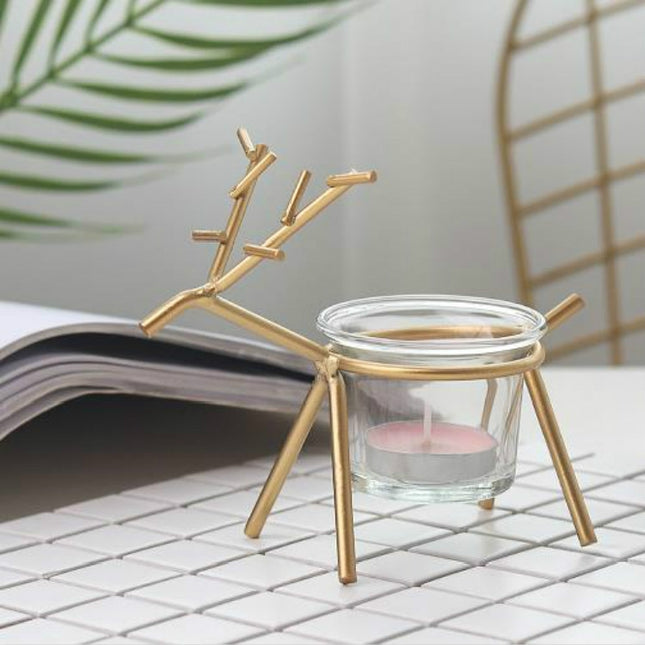 Wrought Iron Deer Candlestick Home Desktop Atmosphere Decoration Candle Holder Decoration