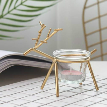 Wrought Iron Deer Candlestick Home Desktop Atmosphere Decoration Candle Holder Decoration