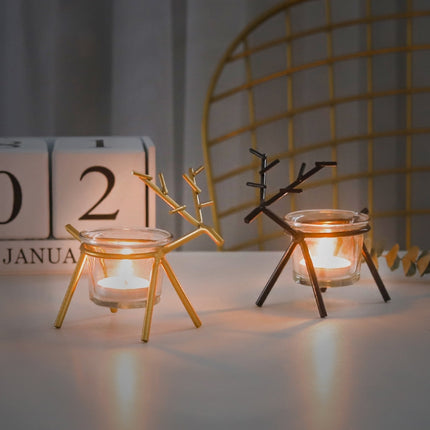 Wrought Iron Deer Candlestick Home Desktop Atmosphere Decoration Candle Holder Decoration