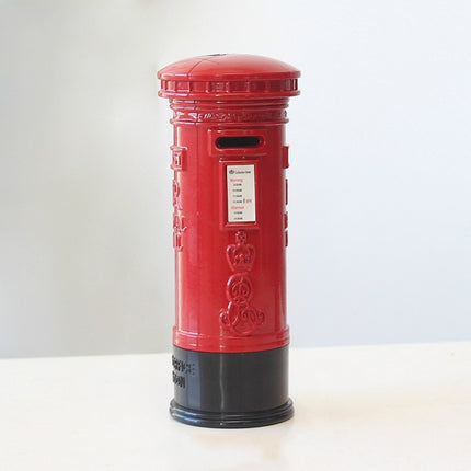 Retro Tin Alloy Telephone Booth Postbox Piggy Bank Decoration