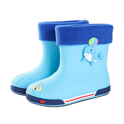 Children Non-Slip Plus Velvet Warm Cartoon Short Rain Boots