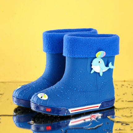 Children Non-Slip Plus Velvet Warm Cartoon Short Rain Boots