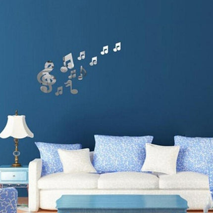 3D Musical Notes Acrylic Mirrors Wall Sticker Home Decor Living Room Wall Decoration Art DIY Wall Stickers