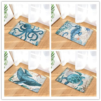 Marine Series Pattern Bathroom Toilet Non-slip Mat Flannel Absorbent Foot Pad, 46x76cm, 50x80cm - DealBuddy