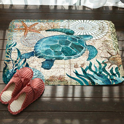 Marine Series Pattern Bathroom Toilet Non-slip Mat Flannel Absorbent Foot Pad, 46x76cm, 50x80cm - DealBuddy