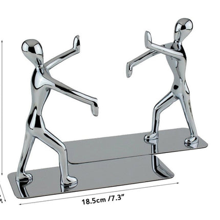 Pair Small Person Standing Decoration Creative Desk Bookshelf Metal Book Push Plate