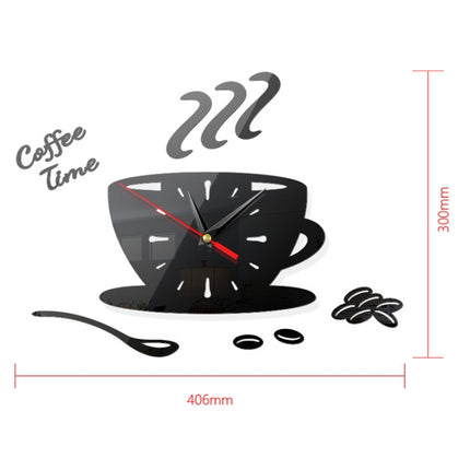 Home DIY 3D Stereo Decorative Fashion Coffee Wall Clock Acrylic Mirror Wall Sticker Coffee Clock