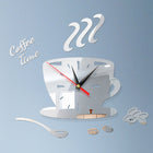 Home DIY 3D Stereo Decorative Fashion Coffee Wall Clock Acrylic Mirror Wall Sticker Coffee Clock
