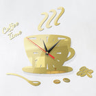 Home DIY 3D Stereo Decorative Fashion Coffee Wall Clock Acrylic Mirror Wall Sticker Coffee Clock